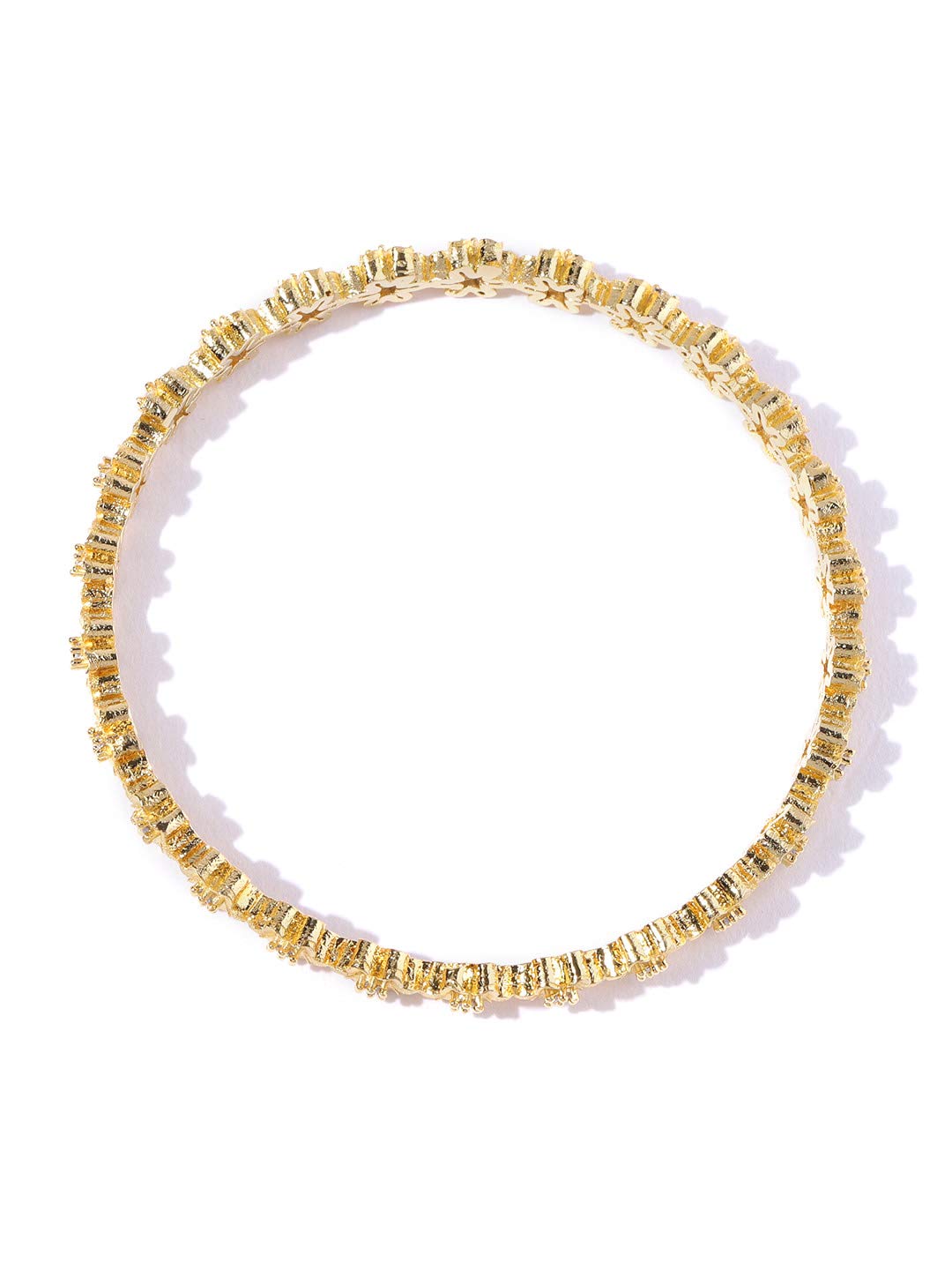 Set of 2 Women's Floral Pattern Stones Studded Bangles